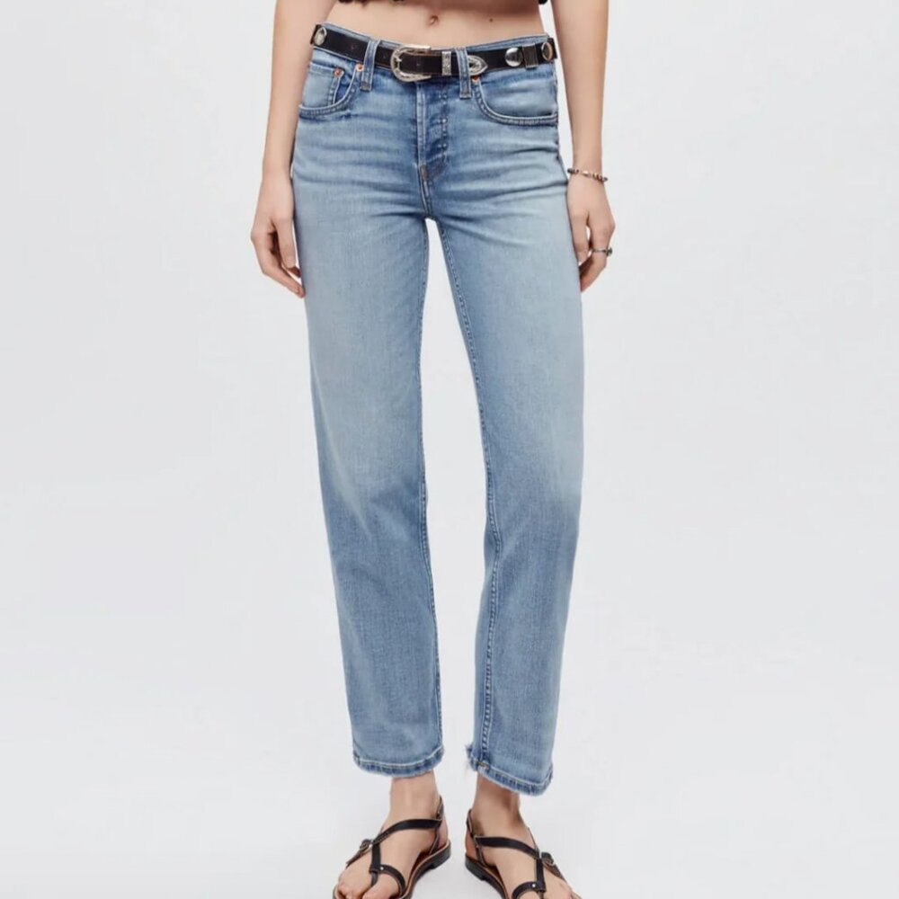 Re/Done Blue jeans Comfort Stretch Mid Rise Stove Pipe  29  NWT